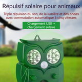 répulsif moustique 120 degrés Cinq vitesses Écran solaire imperméable Chargement USB Ultrasonique Répulsif solaire pour animaux