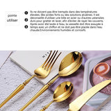 ouverts de Table Acier Inoxydable 4 Pcs pour Ensemble de Ménagère Comprend Couteau Fourchette Cuillère cuillère à café Couleur Or