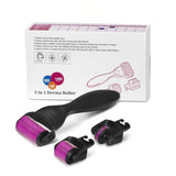 Dermaroller 3 en 1 longueur 0.5mm 1.0mm 1.5mm dermaroller cheveux avec 3 types de têtes de massage dermaroller visage pour pousse