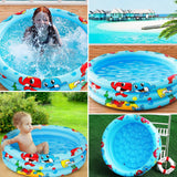 Piscine 80cm 3anneaux Thème océan coloré Matériau PVC souple Convient à toutes les saisons Un compagnon de jeu sûr pour les enfants