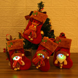 Sacs à bonbons pour bas de Noël  14*21cm 4pcs   Avec lumière LED  Sacs de cadeaux de Noël   Convient pour la décoration de Noël