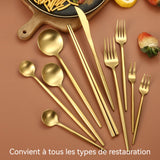 ouverts de table 1 Set 4 pcs Service de table en acier inoxydable 304 de vaisselle en or service de table réutilisable couvert