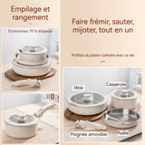 Batterie de cuisine 3kg Très grande capacité poignée amovible conduction thermique uniforme durable empilable et antiadhésif