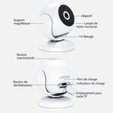 Caméra surveillance 1080P wifi 950mAh détection mouvement vision nocturne grand angle de 170 degrés mini caméra de surveillance