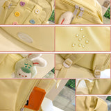Sac à dos scolaire 42x30x14cm campus cartable mignon oreilles de lapin sac à dos léger grande capacité mignon simple jaune cartable