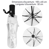 Parapluie Pliant 105X65cm Épaissi et élargi Conception imperméable et transparente Solide et durable Ouverture à une touche noir
