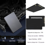 Disque Dur Interne 2To vitesse de transmission 500Mo/s Disques d'État solides ultraminces avec le système Windows10+OS+Linux SSD
