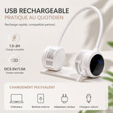 Ventilateur de cou 1000mah Ventilateur à écran LCD pliable portable rechargeable par USB longue autonomie pour l'extérieur blanc