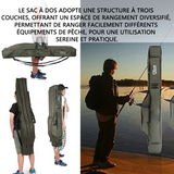 Sac de pêche 150cm avec trois couches de poches sac de pêche souple pliable portable grand sac ventral sac de matériel de pêche