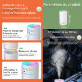Humidificateur d'air Type-c Mini Humidificateur avec réservoir d'eau de 260 ml et 2 Mode Brume Réglable Portable pour Auto Maison