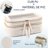 Trousse de toilette 23.5x16x9cm trousse de maquillage double couche transparente étanche sac de organisateur pour le salle de bain
