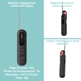 Détecteur de caméra batterie grande capacité 500 mAh balayage infrarouge et détection de microphone espion brouilleur WiFi noir