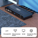 Splitter HDMI 18x6,7x2,2cm 5 interfaces 1080p qualité d'image ultra-claire 4k cinq entrées et une sortie convertisseur vidéo