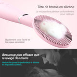 Brosse Nettoyante Visage Électrique Étanchéité IPX6 Vibrations à haute fréquence Tête de brosse nettoyante visage silicone rose