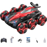 Voiture télécommandée 900 mah 6 tours avec la lumière musique pulvérisation cascades de drift voiture jouet chargement USB rouge
