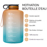 Bouteille d'eau 3.78L grande capacité gourde sport avec poignée portable conception à double échelle bouilloire de couleur dégradée