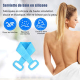 Sangle lave dos 60x7cm brosse corps en silicone double face exfoliant et masseur  pour douche et bain massage brosse de bain bleu
