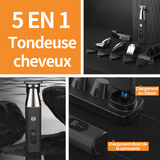 Tondeuse cheveux 5 en 1 tondeuses à cheveux multifunctions professionnel sans fil rechargeable tondeuse avec 5 peignes ecran LED