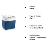 Glacière thermoélectrique portable Capacité 26 litres Tension 12V-230V pour voitures caravanes Réfrigération 11.7 x 15.6 x 17.5cm