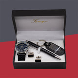 Nouvel ensemble créatif de quatre pièces de montres, boutons de manchette, stylos, porte-clés, coffret cadeau compagnon pratique