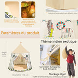 Tipi enfant 116x123cm maison de jeu de conte de fées pour le salon tente pour enfant Rangement et transport pratiques tapis d'éveil