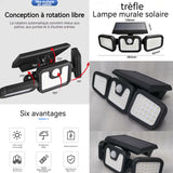 Lumière solaire extérieure lampe à induction applique rotative lampes de la cour lampadaire de jardin spot solaire IP65 2.4v