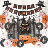 Ensemble de ballons imprimés pour Halloween, araignée, citrouille, drapeau à tirer, gaze, décoration de fête, ballon fantôme