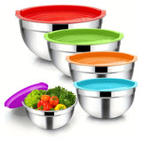bols à mélanger avec Coloré Couvercles 5pcs Bols Mélangeurs Saladiers Empilable pour Un Stockage Minimal Ustensiles de Cuisine
