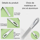 Lime à ongles 9,2x1,6x0,4cm glaçage double face poignée confortable trou de suspension pour le rangement acier inoxydable argenté