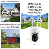 Caméra 1080P 8veilleuses surveillance panoramique caméra extérieure couleur à vision nocturne rotation 360 degrés étanchéité IP66
