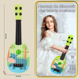 Ukulélé 4 cordes 36x12x4.5cm jouets de guitare jouet guitare ukulélé pour enfants à motif hippopotame bleu dessin animé mini-guitare