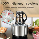 Hachoir a Viande Électrique 45db 150W 5 lames 3 vitesses réglables capacité de 5 L acier inoxydable patin élastique antidérapant