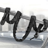 Cadenas de vélo 115CM Chaîne de verrouillage moto Cadenas de porte réinitialisable à 5 chiffres Cadenas de scooter noir