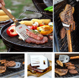 Spatule à griller 43×10×3cm multifonction 5 en 1 acier inoxydable résistant aux hautes températures spatule grillades d'extérieur