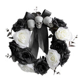 Guirlande de roses squelettes 35*35*10cm Crâne simulé guirlande de porte suspendue Convient pour la décoration d'Halloween