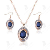 LCC Parure Luxe Coffret magnifique Cadeau pour Femme Bijoux Collier Boucles d’Oreilles - Plaqué 18K Or - AAA Zircon Bleu Foncé Nuit