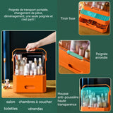 Boîte de rangement rangement maquillage organisateur orange transparent boîte de rangement anti-poussière étagère de rangement