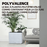 Pots de plantes 18x58x49.8cm 44 litres pour intérieur et extérieur moderne pot de fleurs rectangulaire en plastique couleur blanc