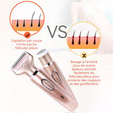 Épilateur 50 minutes d'utilisation continue 2 têtes de rasage 5x15,5cm instantanée et sans douleur lumière capteur laser rasoir