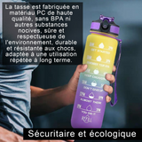 Gourde sport 1L grande capacité couvercle amovible avec paille et graduation pour les sports d'été en plein air boire en été