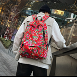 Sac à dos scolaire 44x33x14cm big red flower ethnic style big red flower large capacity casual backpack fashion trend cartable