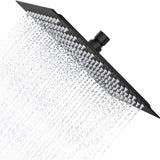 Pommeau de douche à effet pluie 16 pouce/40x40cm noir en acier inoxydable grand tete de douche carré pluie carré anti calcaire
