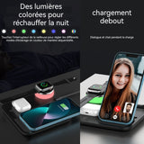 Chargeur sans fil rapide multifonctionnel pliable 15w avec des lumières colorées portable station de charge chargeur induction