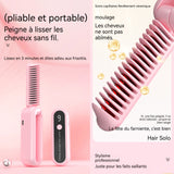 Mini brosse lissante pliable 9 niveaux de température réglables lisseur cheveux portable fers à lisser sans fil rechargeable