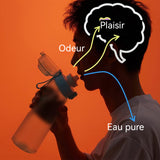 Bouteille d'eau 650ml avec 7 types de capsules de saveur de fruits Bouteille d'eau de sport adaptée aux sports de plein air noir