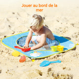 Table d'activité 72 x 72 x16 cm tissu imperméable 190t avec 4 piquets coupe-vent avec 4 jouets de plage frais et rafraîchissant