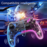 Manette de jeu 152x115x58mm manette de jeu filaire avec interrupteur lumineux coloré RGB vibration à double moteur contrôleur de jeu