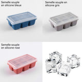 Bac à glaçons en silicone 3 Pièces 18 Compartiments Moule a Glacon Bac Glacon Silicone cubes 45mm réutilisable Rouge Gris Bleu