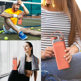 Bouteille d'eau 600ml en silicone pliable résistance hautes températures bec verseur double avec paille et poignée gourde sport