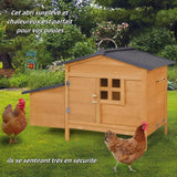 Poulailler en bois 99x55x66cm résidence petitsanimaux poules lapin box extérieur porte verrouillable grand poulailler domestique